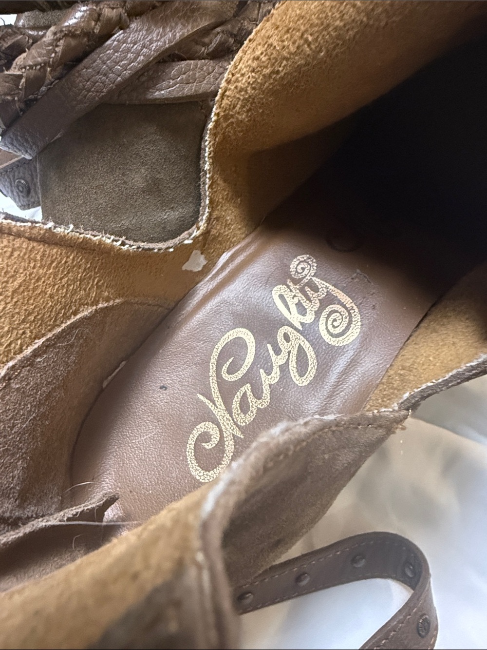 naughty monkey Tan Suede Braided Ankle Booties